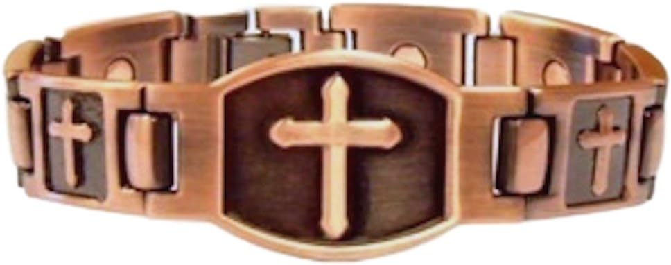 ProExl Magnetic Copper Large Cross Christian Bracelet with ProExl Box 8.5 inches