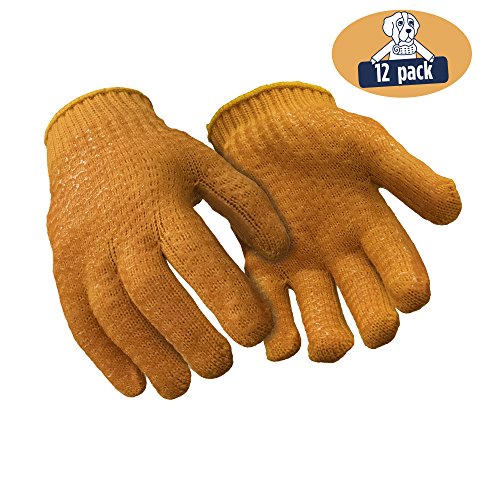 RefrigiWear Double Sided Acrylic Honeycomb Grip Knit Work Gloves, Pack of 12 Pairs (Orange, Small)