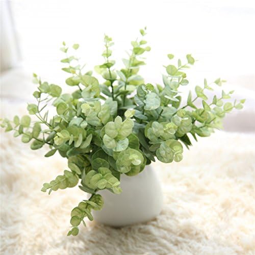 PLANTTION 1Branch Artifical Grass Leaves Eucalyptus Leaf Plastic Green Plants For DIY Home Vases Decoration Wedding Party Decoration