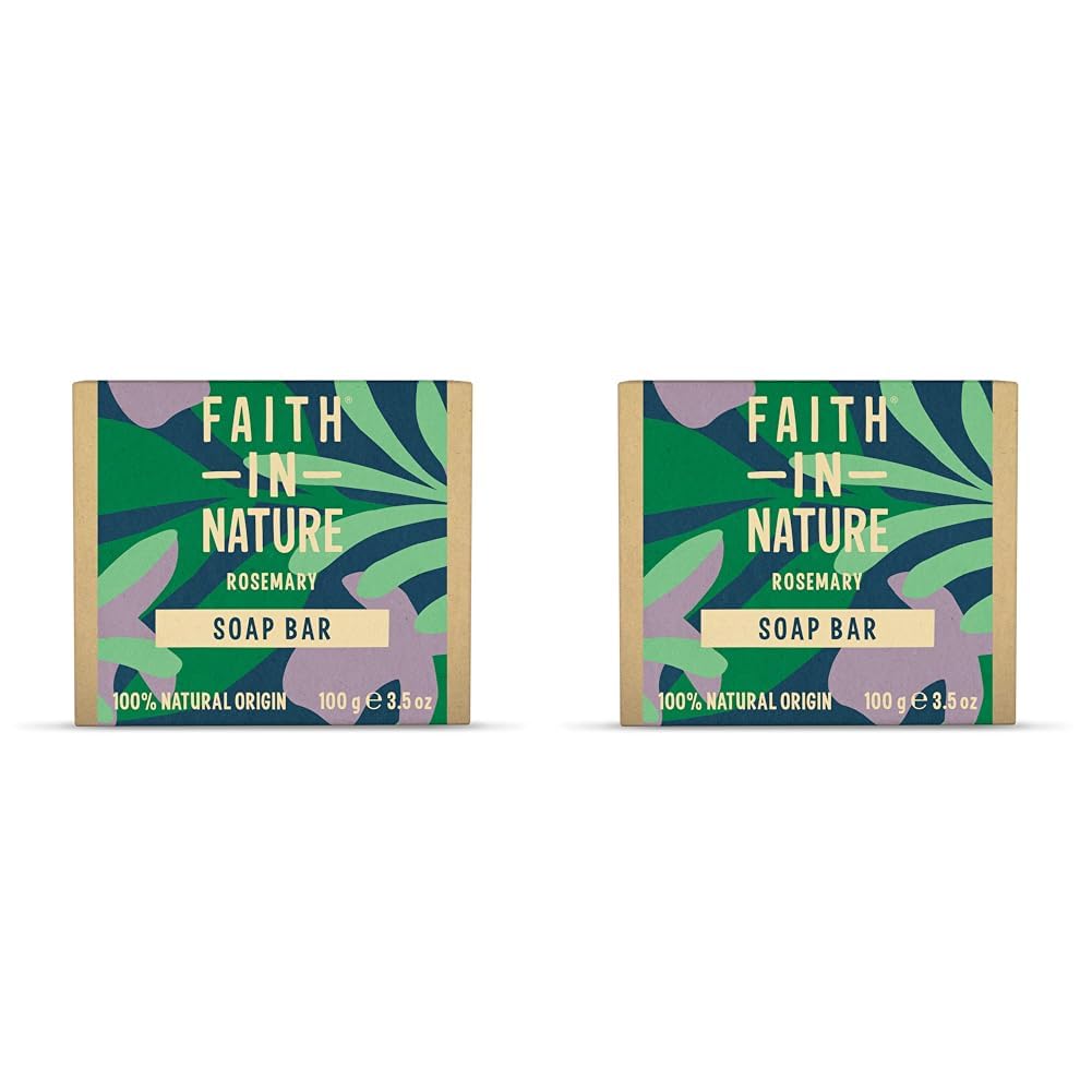 Faith In Nature Natural Rosemary Hand Soap Bar, Balancing, Vegan & Cruelty Free, No SLS or Parabens, 100g (Pack of 2)
