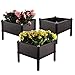 T4U Plastic Elevated Raised Garden Bed Kits for Flowers and Vegetables, Easy Assembly Planter Box Container for Indoor Outdoor Patio Backyard Porch Garden Decoration,Pack of 3