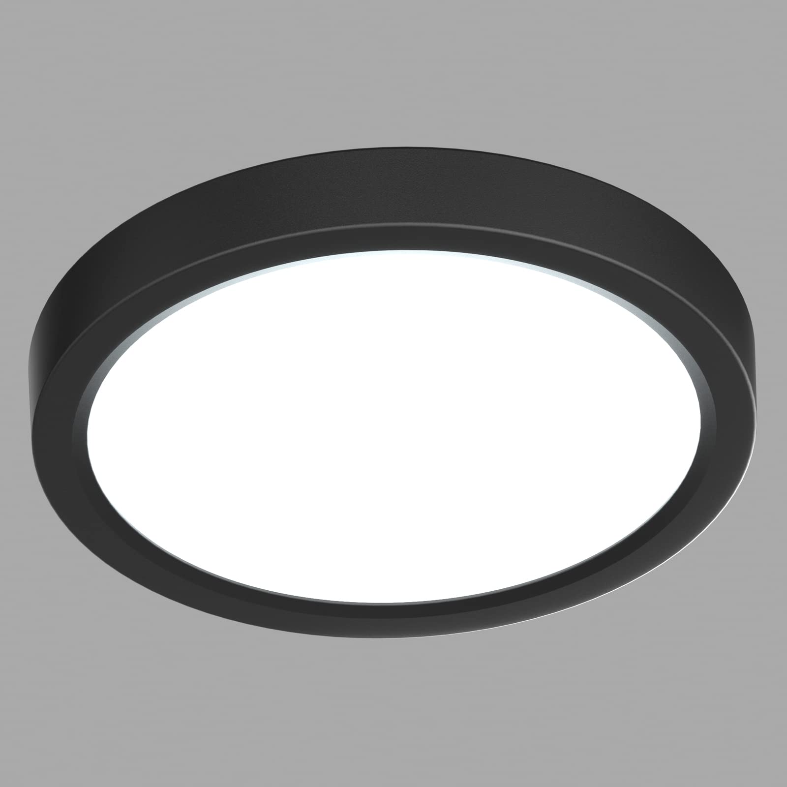 LVL LED Round Small Ceiling Light, 12W CCT Flat Ceiling Lights, Modern Flush Ceiling Lamp for Hallway, Bathroom, Corridor, Kitchen, Bedroom, Utility Room, Office(Black, Φ18cm-12W)