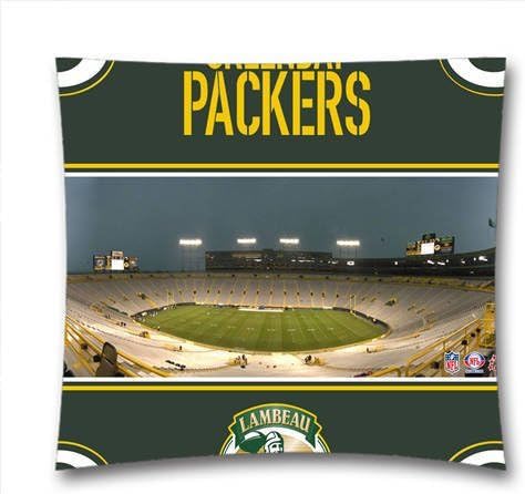 Cotton Linen Personalized NFL Decorative Throw Pillows,greenbay packers Square Cushion Covers,Personalized Gift,Ideal Gift to Men,Throw Pillows,Cover Size 18x18Inch, Unknown Binding