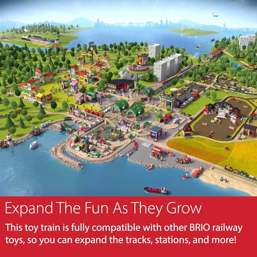 BRIO World Mighty Red Action Locomotive - Battery-operated Toy Train for Wooden Track - Motorized Train with Light & Sound - Compatible with All BRIO Railway Sets - Interactive Play - Kids Ages 3 & Up