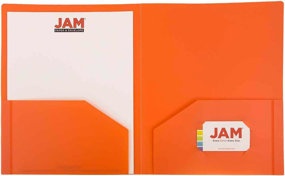 JAM PAPER Heavy Duty Plastic 2 Pocket School Folders - Assorted Primary Colors - 6/Pack : Office Products