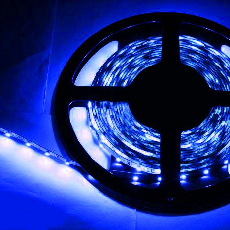 16.4ft (5m) BLUE Flexible LED Strip Lights - 3528 SMD 300LEDs/pc - Non-waterproof IP-44