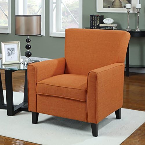 Armchair Ashbaugh Collection Contemporary Style with Sturdy Legs and Upholstered Fabric in Orange