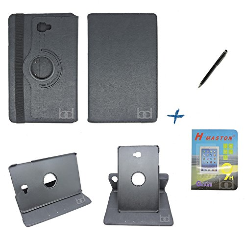 Kit Capa Case Galaxy Tab A Note - 10.1´ T580 Giratória / Caneta Touch + Película de Vidro (Preto)