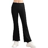 QooNoo Girls Flare Leggings for Toddler High Waisted Bell Bottom Sports Yoga Pants for Kids Athletic Bootcut with Pockets