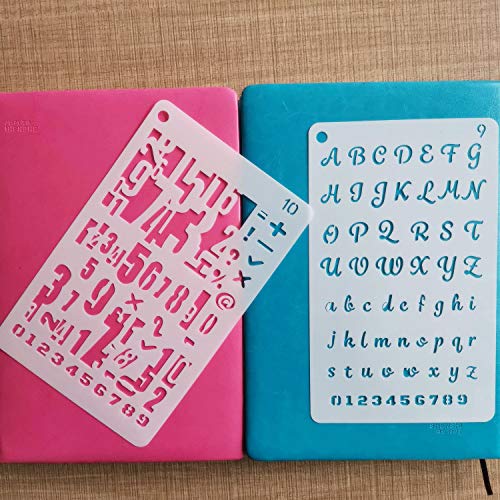 ONEST 12 Pack Letter and Number Stencils Alphabet Stencil Journal/Notebook/Diary/Scrapbook DIY Drawing Template Stencil, 4x7 Inch - Thumbnail 2
