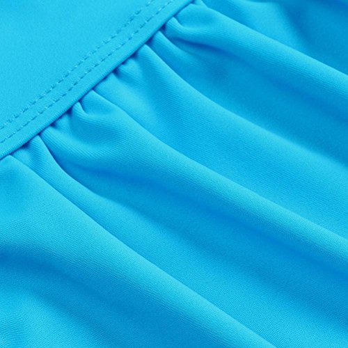 Kehen Women's Solid Color One Piece Monoki Bathing Suit Ruched Tummy Control Swimsuit Sexy Backless Swimwear (Blue,Medium)