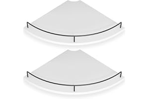 Corner Floating Shelves, Rustic Brown Wood, Set of 2, Wall Mount Storage with Guardrail for Bathroom Kitchen Living Room (Whi