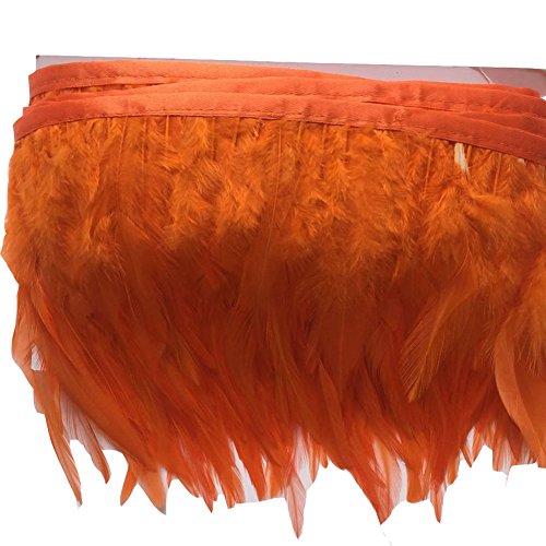 KOLIGHT Pack of 2 Yards Natural Rooster Hackle Feather Trim Fringe 4-6