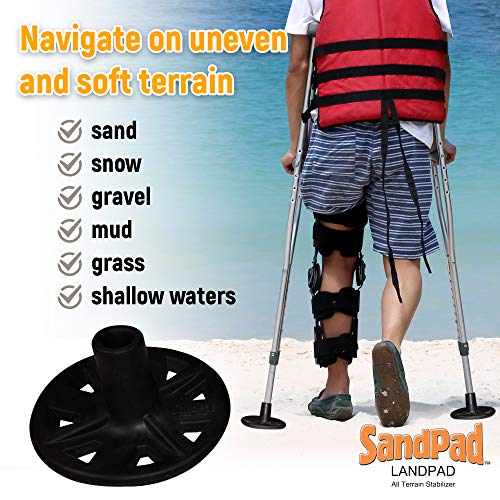 SandPad™ LandPad All Terrain Stabilizer Tips (Paired Pack for Crutches