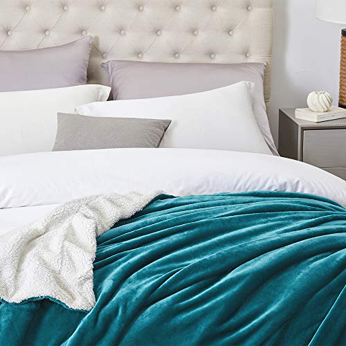 Walensee Sherpa Fleece Blanket (Queen Size 90”x90” Teal) Plush Throw Fuzzy Super Soft Reversible