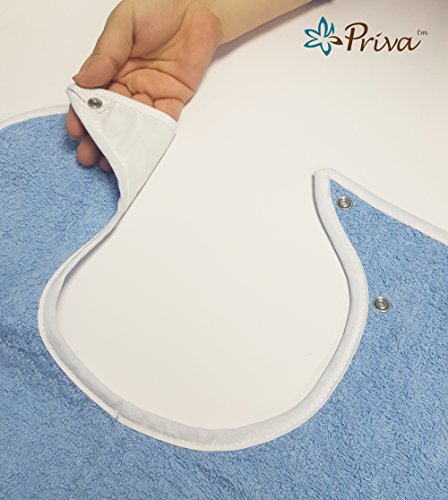 Priva Extra Long Adult Terry Bib with Protective Waterproof Backing, 18" x 35" - Thumbnail 3