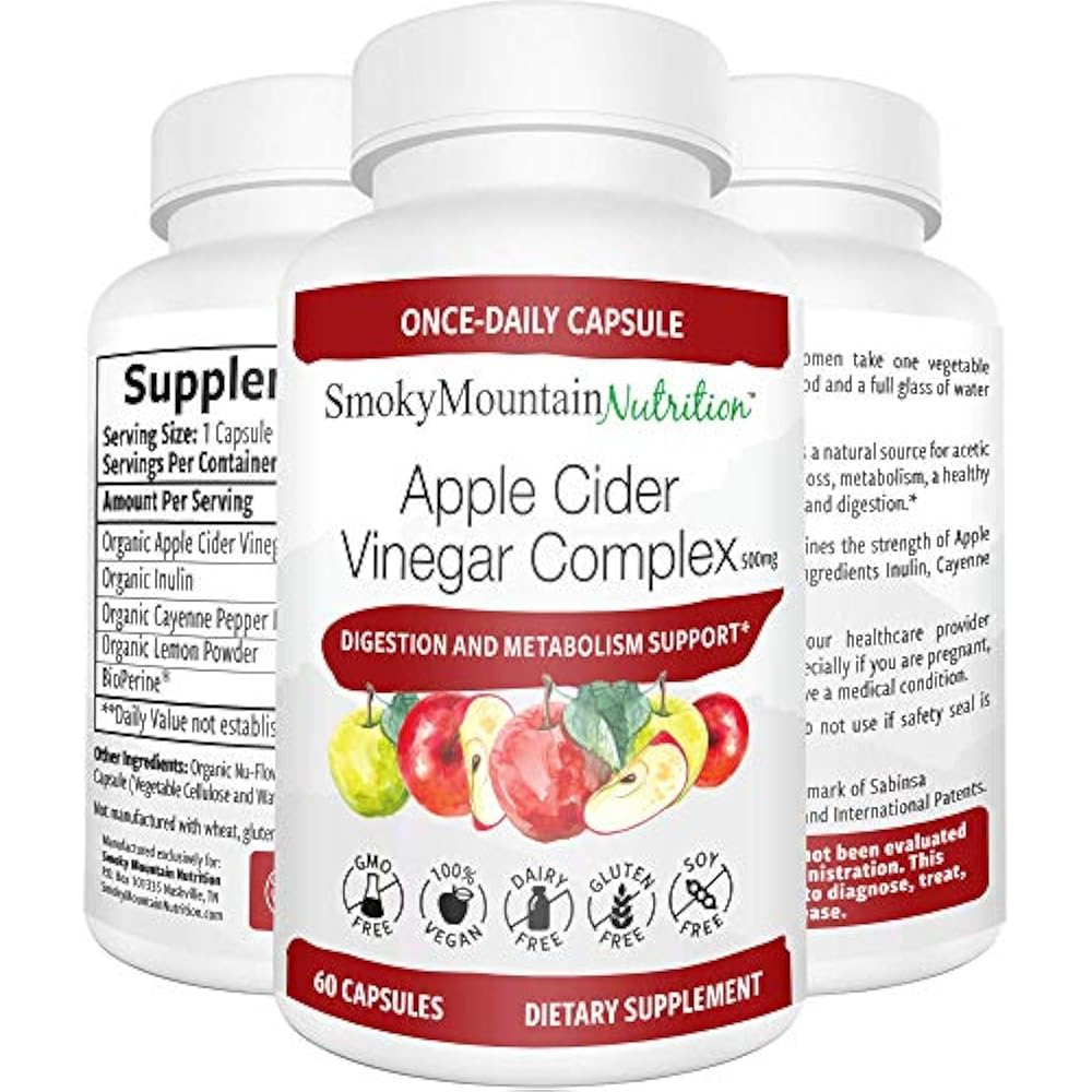 Organic Apple Cider Vinegar Complex (60 Capsules) ACV Weight Loss Pills
