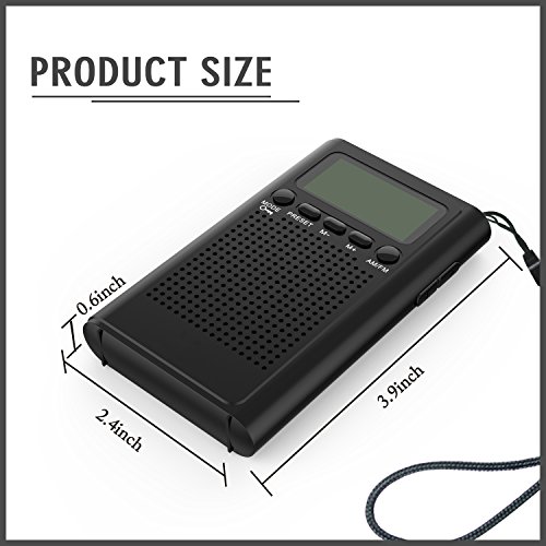 AM FM Pocket Radio,Portable Digital Radio Alarm Clock with 3.5mm Earphone Jack and Supporting Stereo Mode for Bedroom,Outdoor(Without Battery)