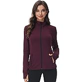 COZZIPLUS Women's Athletic Running Jacket - Lightweight Full Zip Workout Jacket with Thumb Holes & Pocket