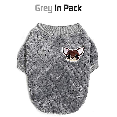 Dog Sweater for Small Medium Large Dog or Cat, Warm Soft Flannel Pet Clothes for Puppy, Small Dogs Girl or Boy, Dog Sweaters Vest Shirt Coat Jacket for Winter Christmas (Medium, Grey+Coffee+Sky Blue)