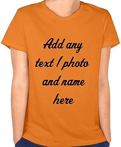Women t shirt Slim fit Add Your Own Custom Text Name Personalized T-Shirt(Orange XL)