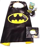 Superhero Cape and Mask Sets for Pretend Play, Dress Up, and Parties (Batman)
