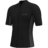 GoldFin Men Wetsuit Top, Mens Short Sleeve Wet Suit Neoprene Jacket 2mm Front Zipper Wetsuits Shirt Cold Water Swim Scuba Diving Surfing Snorkeling