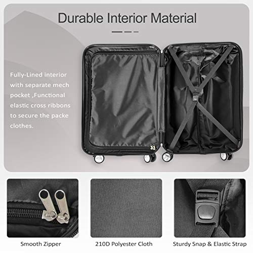 Ceilo Hardside Luggage Sets with TSA Lock Lightweight Suitcase With