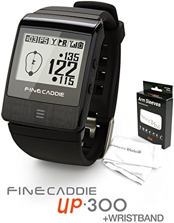 [Spring SALE] Golf GPS Range finder, Voice GPS, Wear Anywhere! FineCaddie UP-300+Wrist Band&amp;Cooling Arm Sleeve (Black)