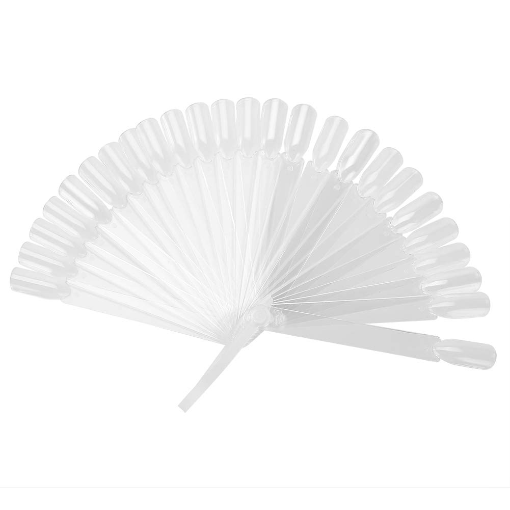 Nail Display Tool 32pcs False Nail Tip Stick Manicure Polish Gel Display Practice Tools for Nail Art Polish Display and Home DIY Fan-shaped False Fake Nail Art Tips Sticks(White)