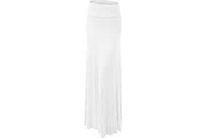 Made By Johnny Women's Solid Basic Lightweight Floor Length Flare Long Maxi Lounge Skirt (S~3XL)