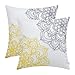 CaliTime Pack of 2 Cozy Fleece Throw Pillow Cases Covers for Couch Bed Sofa Vintage Dahlia Floral Both Sides 18 X 18 Inches Yellow Grey