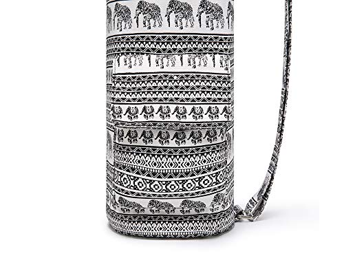 Fremous Yoga Mat Bag,Full-Zip Exercise Yoga Mat Carry Bag for Women and Men - Double Storage Pocket,Easy Access Zipper, Adjustable Shoulder Strap and Handle,Fits Most Mats(Black Elephant)