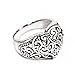 Chuvora 925 Oxidized Sterling Silver Detailed Filigree Heart Ring - Nickle Free Size 7