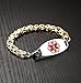 JF.JEWELRY Two-Tone Figaro Stainless Steel Link Medical Alert ID Bracelet for Men and Women,7.3 Inch