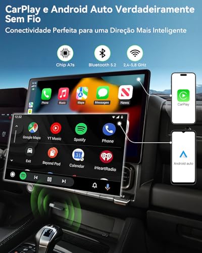 Adaptador Wireless CarPlay e Android Auto Stage LinkFree, Compatível Apenas com Veículos com CarPlay Original via Cabo, Converte CarPlay com Fio em Sem Fio, Plug & Play USB-C/USB