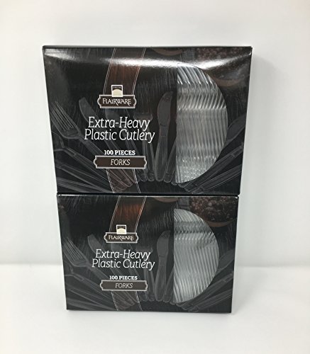 Fineline Settings 200-Piece Extra Heavy Cutlery Forks, Clear. 2x 100 Packs (Packaging Design May Vary) - Thumbnail 5