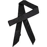 Lujuny Long Thin Chiffon Silk-like Scarf - Skinny Neck Tie Waist Belt for Women Girls, 78.0 inch (BLACK)
