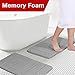 Memory Foam Coral Velvet Non Slip Bathroom Mat/Bath Rug, 17W X 24L Inches Two Pieces (Gray Striped Pattern)
