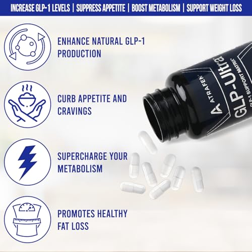 Atrafen GLP Ultra GLP-1 Activator Diet & Weight Loss Supplement Fat Burner, Appetite Suppressant & Metabolism Support Energy & Weight Management Formula for Women & Men GLP-1 Booster - 60 Capsules