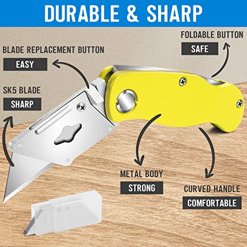 4PACK Box Cutter Folding Utility Knife Heavy Duty Metal Carpet Knife