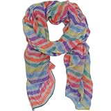 Bucasi Neon Rainbow Fashion Scarf with Grey and Neon Colors