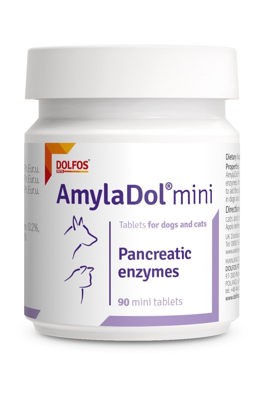 AmylaDol 90 mini tablets Pancreatic Digestive Enzymes Cats and Small Dog Breeds