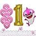 LaVenty Set of 12 Cute pink Sharks 1st Balloons Sharks First Birthday Party Decoration girl Sharks One Balloons girls 1st Birthday Party Decoration