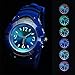 7 Colors Flashing Luminous Pointers Waterproof Quartz Analog Digital Kids Watch Boys Girls Blue