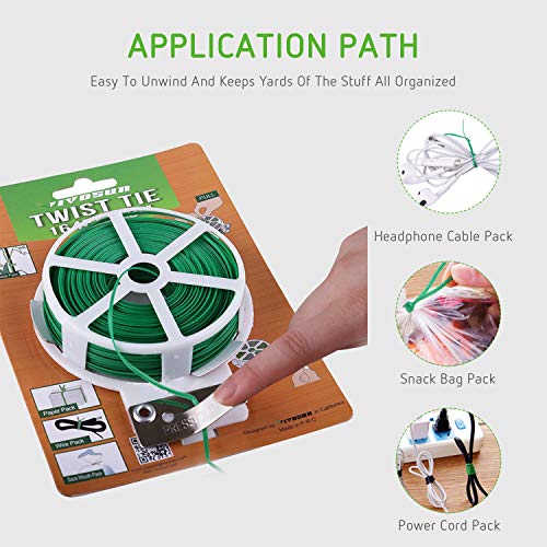 VIVOSUN 164 Feet Twist Tie Roll Spool Dispenser w/Cutter Secure Garden Plant Multi-Function Cable Snack Tie - Thumbnail 3