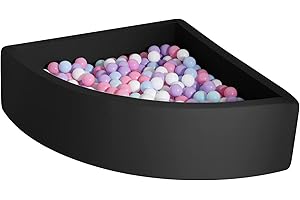 TRENDBOX Ball Pit Memory Foam Pit Soft Pool Fan-Shape Soft Equipment for Toddlers Kids - Black (Balls NOT Included)