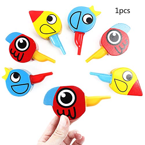 Tcplyn Premium Quality Wooden Bird Whistle for Kids Musical Instrument Educational Toys for Whistles Large Boys and Girls for Party Buttons for Bags Filler Random Color 1Pz