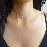 JaneDream Cute Small Imitation Pearl Pendant Choker Necklace Chain