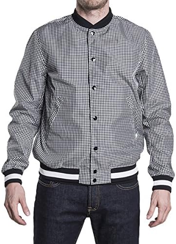 CIVICO 76 Men's Varsity Baseball Jacket Slim Fit Plaid Bomber Jacket